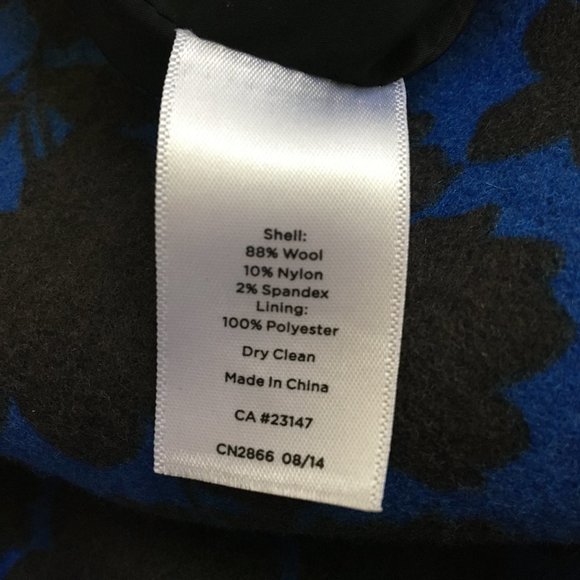 Talbots Wool Floral Pattern Pencil Skirt, Cobalt Blue/Black, Size 4P - Picture 8 of 8